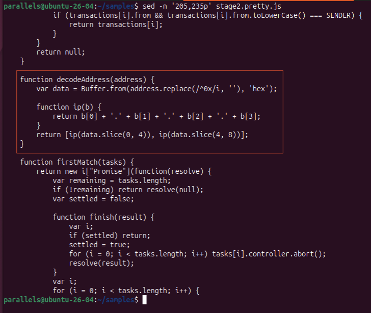 Decoding the C2 IP from address bytes
